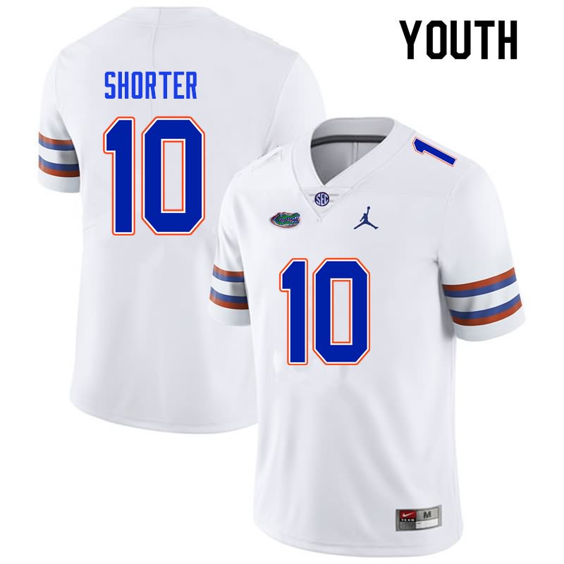 Youth NCAA Florida Gators Justin Shorter #10 Stitched Authentic Nike White College Football Jersey DQZ3465FC